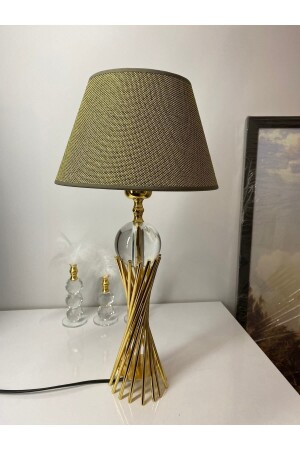 Misbah Burgu Lampshade Table Lamp with Crystal Glass Gold Plated, Lampshade burguabajurgold - asellus