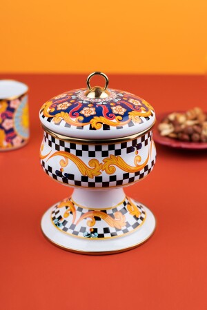 Misharu Cm Decorative Enamel Covered Sugar Bowl, Chocolate Presentation, Snack Bowl 8683143440128 - EMAYlab