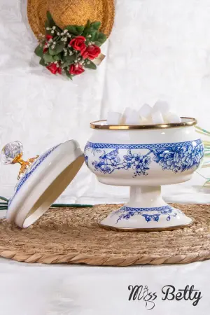 Miss Betty Blue Life Emaye Ayaklı Şekerlik 18 Cm - Miss Betty