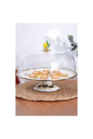 Miss Betty Linda Enamel 30 cm Serving Tray with Glass Dome - Miss Betty