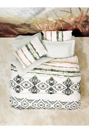 Mist Double Duvet Cover Set Gravel Green 8680108055502 - Cotton Box