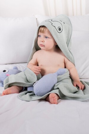 Mit Bambusfischen besticktes Babyhandtuch-Wickeltuch und Beutel-Set - Eifin