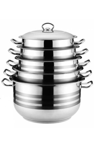 Mitgift 5er-Pack 304 großes tiefes Topfset 10-teilig Ashura Edelstahl-Kochgeschirrset 145 - Genel Markalar