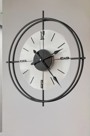 Mittelgroß – Schwarze Deluxe-Wanduhr aus klarem Glas im skandinavischen Stil (DOPPELKREISGLAS), moderne, dekorative Glaswanduhr - Metaquartz Aksesuar