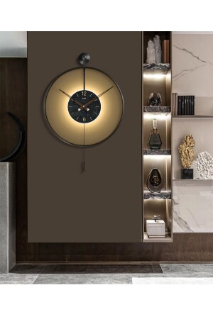 Mittelgroß – Timelles Schwarz-Schwarz – (batteriebetriebene LED mit 3 Batterien) moderne Metall-Wanduhr - Metaquartz Aksesuar