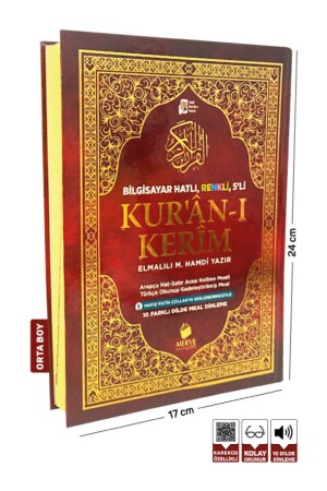 Mittelgroßer Koran und interlineare Wörter Türkische Lektüre und Bedeutung 5 vorgestellte Koran mit Bedeutung - Merve Yayınları