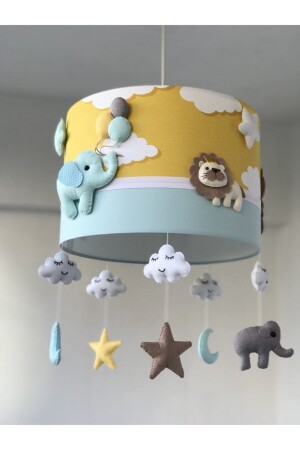 Mixed Animal Figured Yellow Cloudy Mint Baby Kids Room Chandelier Mixedanimal1 - atölye ay ışığı