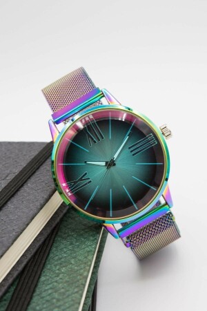 Mixed Color Mesh Magnet Strap Colored Glass Unisex Watch istliv009 - İSTLİV