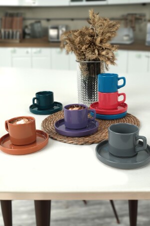 Mixed Stackable Tea Set 12 Pieces for 6 Persons 406-620 X0001357200000000000000000 - Keramika