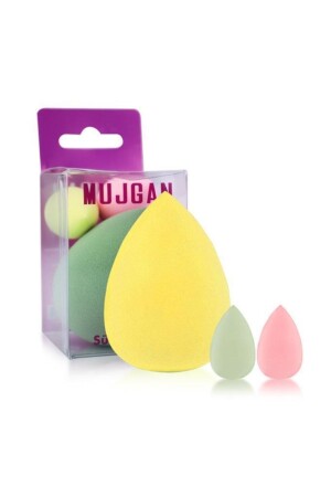 Mjgn-170 3-teiliges Birnenschwamm-Set, groß + mittel, Mini-Größe, Gelb - Mujgan