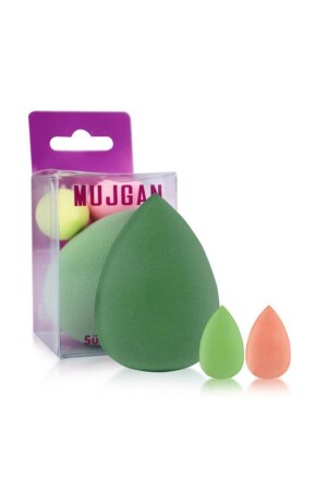 Mjgn-170 3-teiliges Birnenschwamm-Set, groß + mittel, Mini-Größe, grün - Mujgan