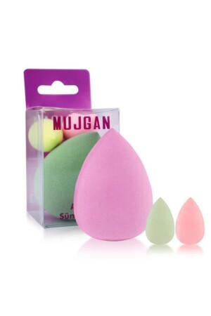 Mjgn-170 3-teiliges Birnenschwamm-Set, groß + mittel, Mini-Größe, hellrosa - Mujgan