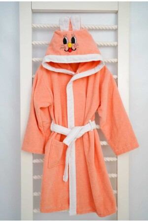 Mns 100% Cotton Children's Hooded Eared Bathrobe Velvet Bathrobe - MNSTEKSTİL