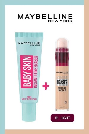قاعدة تجميل الجلد للطفل MNZ + محفف المضاد للعمر الفوري 01 ضوء - Maybelline New York