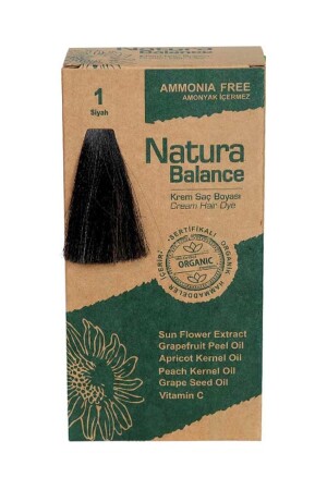 MNZ- كريم عضوي لون الشعر 1 سوداء 60 مل 8699367127936 - NATURABALANCE