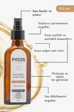 MNZ - مجمع رعاية الشعر للتغذية والإصلاح مع زيت الزيتون - كيراتين - آرگان 100 مل - Pycos Cosmetics