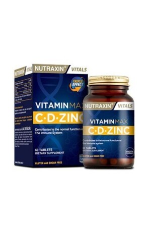 فيتامين MNZ- فيتامين ماكس (1000 مگ فيتامين سي - 1000 يو فيتامين د و 10 مگ زنك) 60 حبوب - Nutraxin