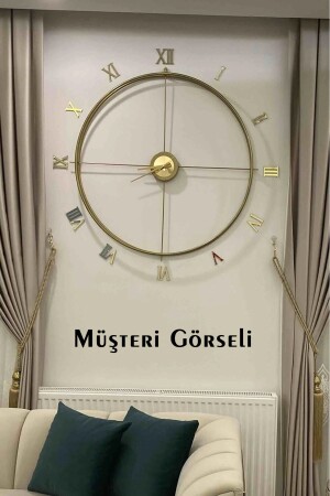 MNZ-رومانية رقم سكندنافي 120 سم ذهب، تصميم خاص زينة ساعة الجدار المعدنية AGA01016 - AGA KONSEPT