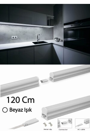 MNZ- المطبخ المكتب الإضاءة- الرف الإضاءة 120 سم LED مجموعة مع المفتاح- أبيض - Cata