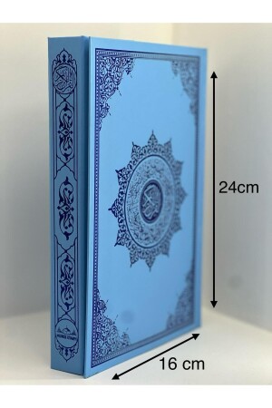 MNZ-قرآن متوسط الحجم الصندوق الأزرق المزروع هدية كبيرة مكتوبة 16*24 صوت الاستماع عروس العريس حزمة - Medrese Yayınları