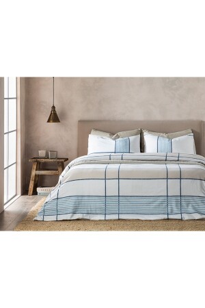 خطوط منقوشة من MNZ سهلة الاستخدام من الحديد غطاء المزدوج 200x220 سم بيج 10039227 - English Home
