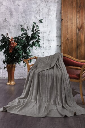 غطاء من الملابس النحافية من طراز MNZ 220x240 سم حجم كبير لون الرمادي - Minelya Home Collection