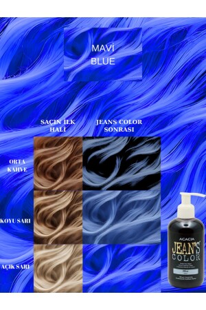 لون الشعر الأزرق خالي من الأمونيا من MNZ 250 مل لون الشعر الأزرق من الماء غير الرائحة - Jeans Color