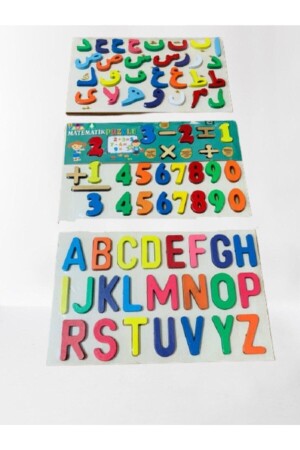 MNZ-خشب بلوق 3 في 1 مجموعة ألفبيه-عمليات-العربية اللغز التعليمي جيغساوا KS-88 - Türk Toys