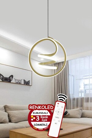 MNZ-المتنازل عن بعد 3 لون مصباح معلق حديث LED شمعة الذهبية القياس المتحرك - Renkoled Aydınlatma