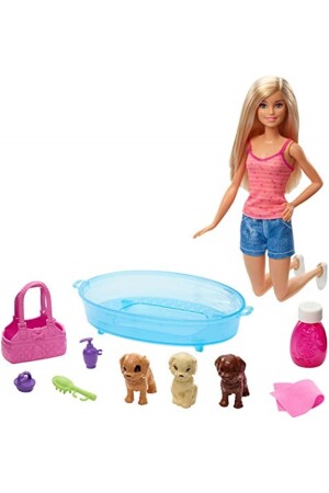 دمية وملحقات من طراز MNZ - مجموعة لعب مع 3 جراء، وانة حمام وملحقات للحيوانات T000GDJ37 - Barbie