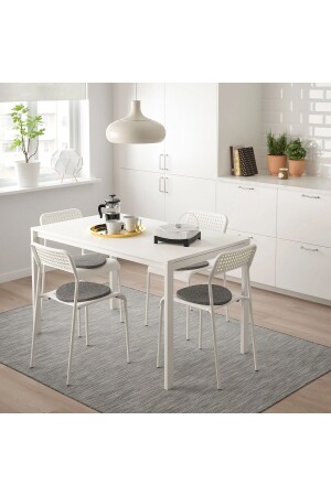 طاولة مطبخ بيضاء من طراز MNZ مع 4 مقاعد 75 سم × 125 سم - Ikea