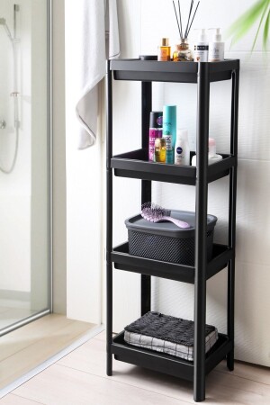 MNZ-متعددة الأغراض وحدة الرف 4 طبقات المطبخ حمام منظمة منظمة Vesken أسود OMS4RAFSYH - Trend Maison