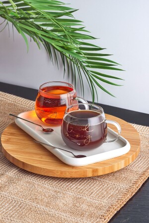 MNZ - صباح الخير 400 مل مجموعة من 2 أكواب زجاجية زجاج Magnolia 13769 - Perotti