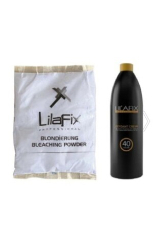 MNZ- الشعر إضاءة مسحوق زرقاء 500 جرام + 40 حجم (12%) أكسيد 1000 مل 8698753383729 - Lilafix