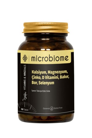 MNZ- كالسيوم- المغنيسيوم- زنك- فيتامين د- النحاس- بورون- سيلين 60 قرص - Microbiome