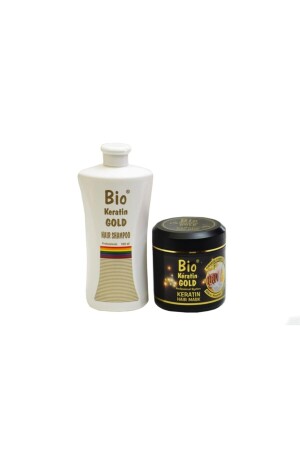 شامبو خال من الملح من MNZ 700 مل + قناع رعاية الشعر للمصلحة المكثفة 500 مل - Bio Keratin Gold