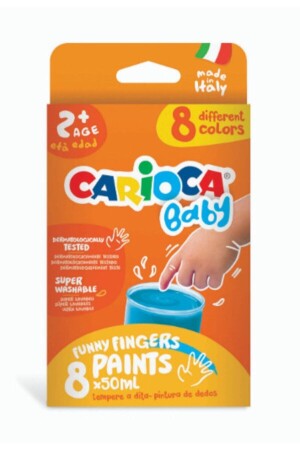 ملون أصابع الطفل MNZ 8 ألوان 8x50 مل عمر غسيل فائق 2+ CAR6 - Carioca