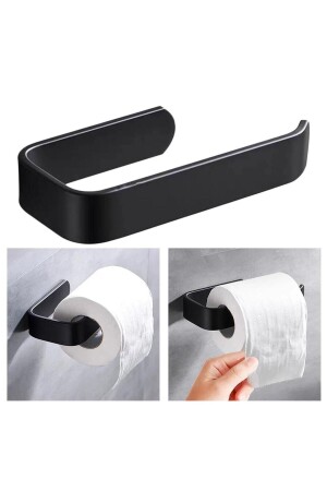 MNZ-الملصق تصميم فاخر ملصق دورة المياه المتحركة حاملة لفة سوداء - Alper Banyo