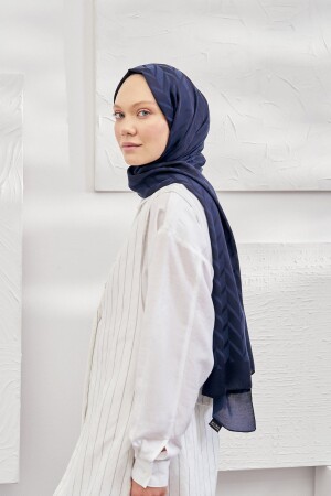 MNZ-إيطالية جاكارد زيغزاج نمط شال - البحرية الأزرق - Armanda