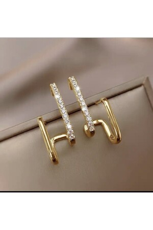 أذنين من الذهب الزيركون المزدوج MNZ - Alaçatı Accesories