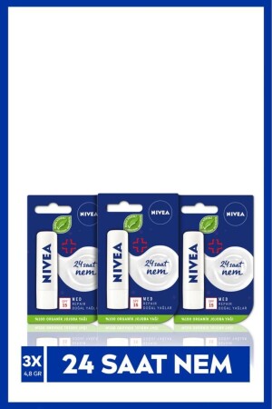 MNZ- Colorless Lip Care Cream Med Repair 4. 8g، رطوبة 24 ساعة، واقية الشمس، SPF15، X3 SET. NVE. 403 - NIVEA