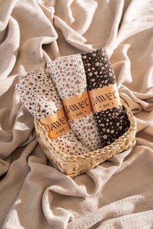 حزمة من الشال الملفوفة ثلاث قطعة من الحجاب من دون تجاعيد MNZ-النساء (CREAM-VANILLA-BROWN) - Jawel