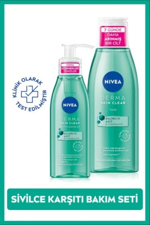 MNZ- Derma Skin Clear Niacinamide Gel Cleansing Facial 150ml و Tonic ، Anti- Acne ، كيس الملابس هدية مجموعة - NIVEA