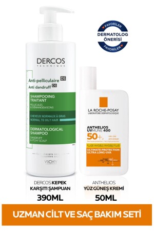مجموعة مراقبة الجلد والشعر من MNZ- Expert: Anthelios Face Sunscreen 50 Ml & Dercos Shampoo Anti Dandruff 390 Ml 8681689317386 - La Roche Posay