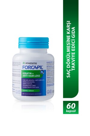 MNZ- Forcapil® كيراتين + مضاد لخسارة الشعر مكمل غذائي ضد فقدان الشعر - 60 كبسولة - Arkopharma