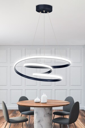 مصباح العجلة الحديثة من طراز MNZ Galaxy Black Case ضوء أبيض LED Chandelier GALAKSİ - RANSOM