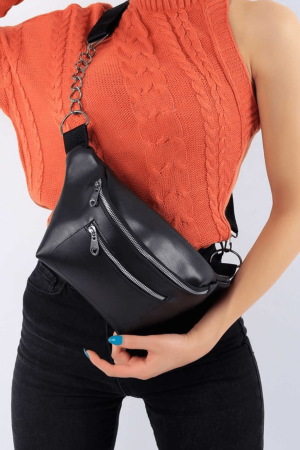 حقيبة الخصر السوداء ذات العين المزدوجة MNZ - G&E Bags