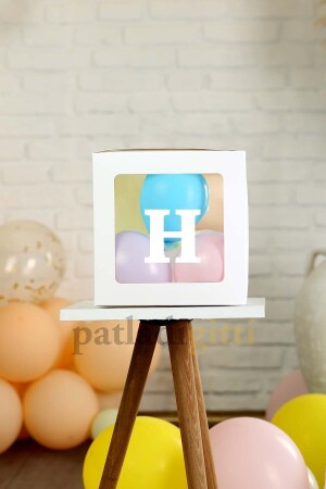 صندوق بالون أبيض شفاف من MNZ و مجموعة بالون مع حرف H DIY ديكورات عيد ميلاد الأطفال - Patladı Gitti