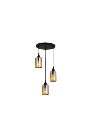 مصباح منشط من طراز MNZ (HONEY GLASS) الأسود 3 قطعة (مثبتة) شمعة 633346087 - Alvina Aydınlatma