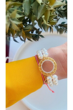 سوار من الربع من MNZ - إطار من ذهب مع حجارة زيركون و سوار ربع مع حبل اللؤلؤ - Elmoda Boutique